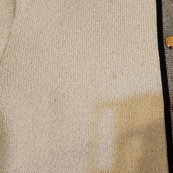 - ST.JOHN Cream, gray and black  cardigan gold buttons - Picture 13 of 14